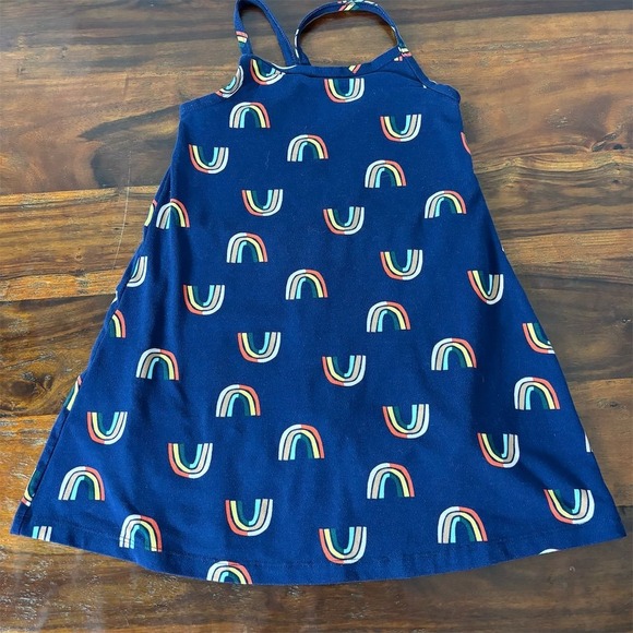 Hanna Andersson Other - Hanna Andersson Girls Size 5 Rainbow Dress with Built-in Shorts Navy Blue